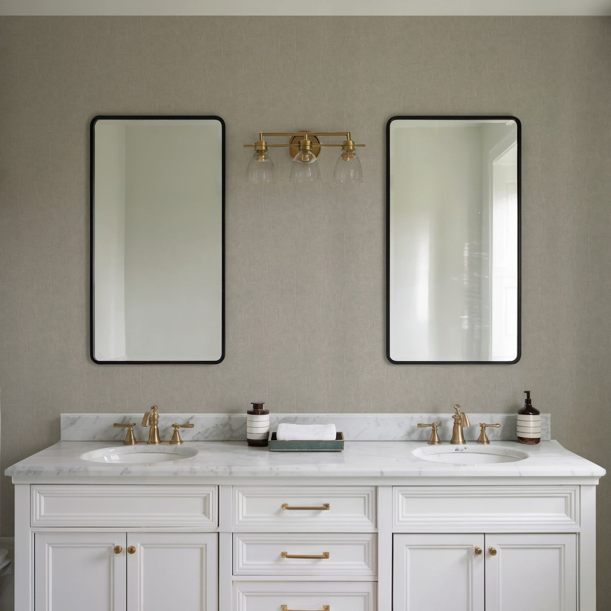 Crushed Linen Texture Wallpaper - Taupe room view