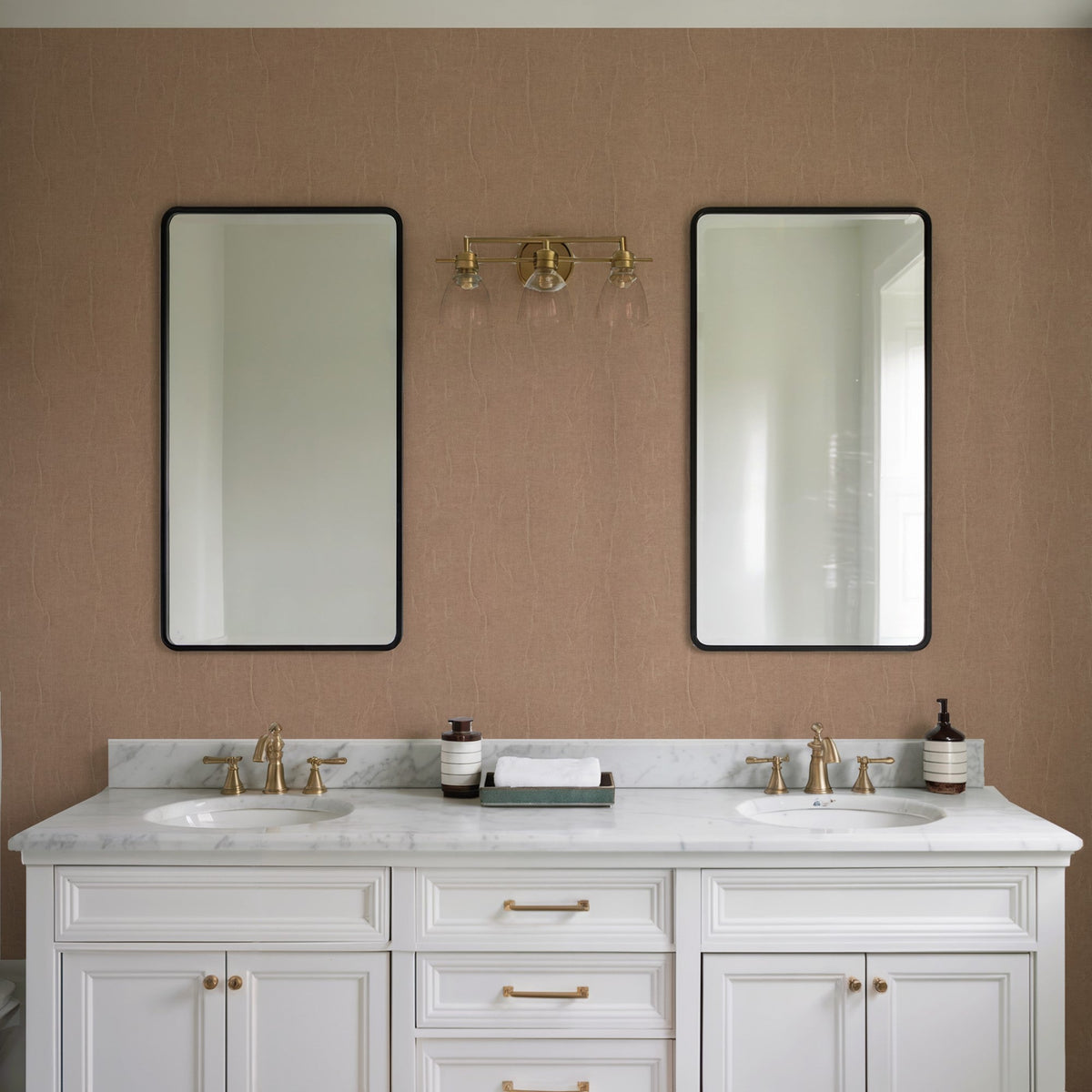 Crushed Linen Texture Wallpaper - Tan room view