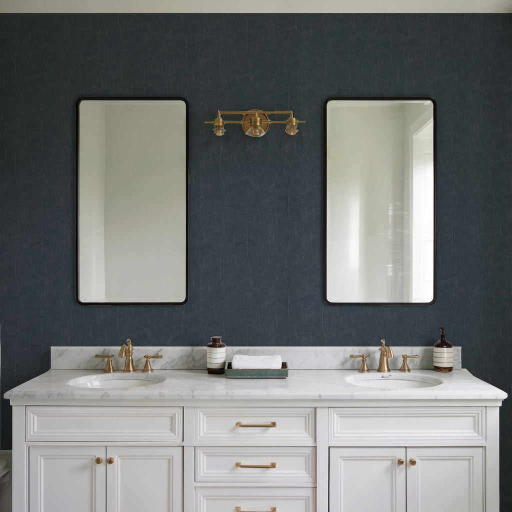 Crushed Linen Texture Wallpaper - Blue room view