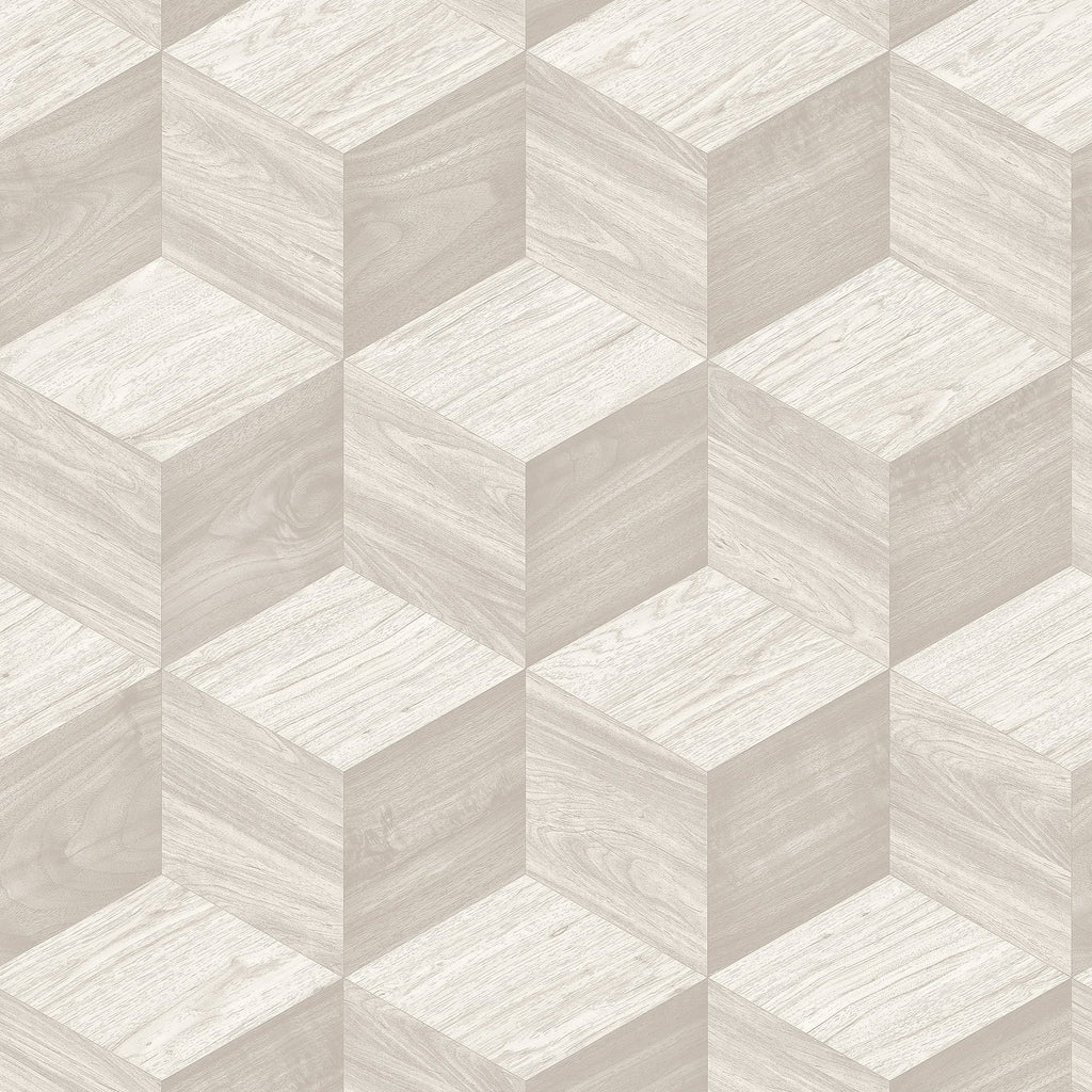 Woodgrain Grid Wallpaper - White pattern