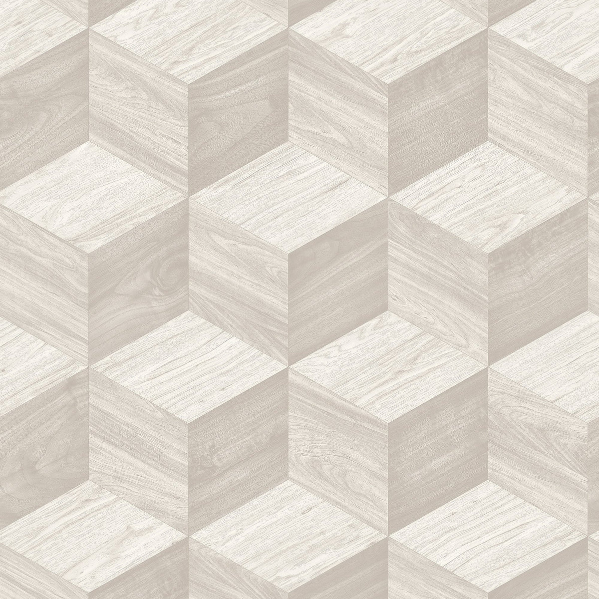 Woodgrain Grid Wallpaper - White pattern