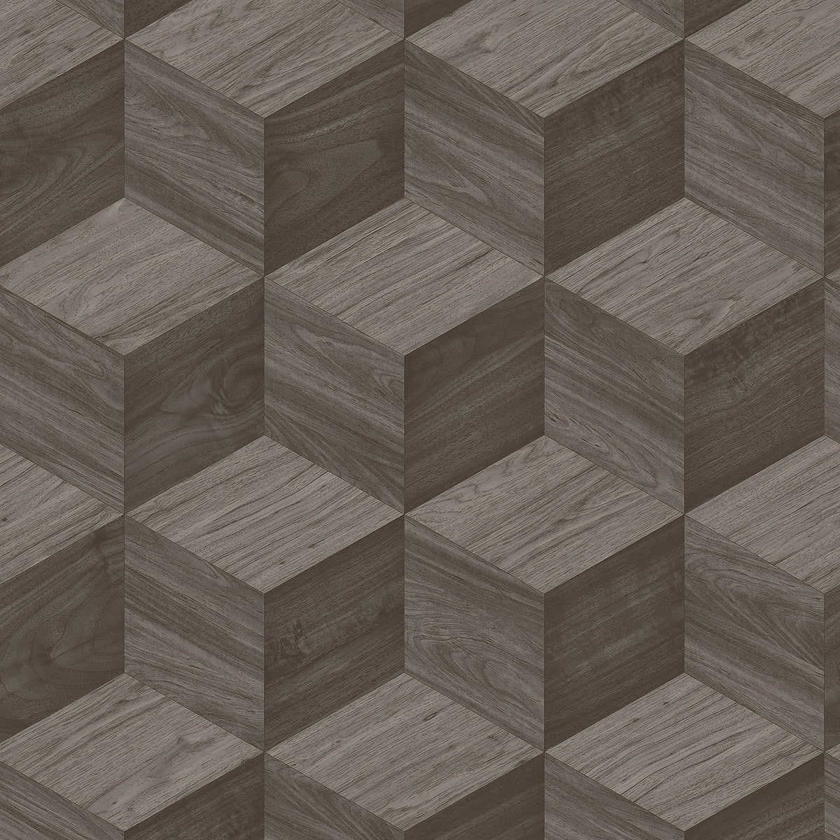 Woodgrain Grid Wallpaper - Gray pattern