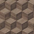 Woodgrain Grid Wallpaper - Brown pattern