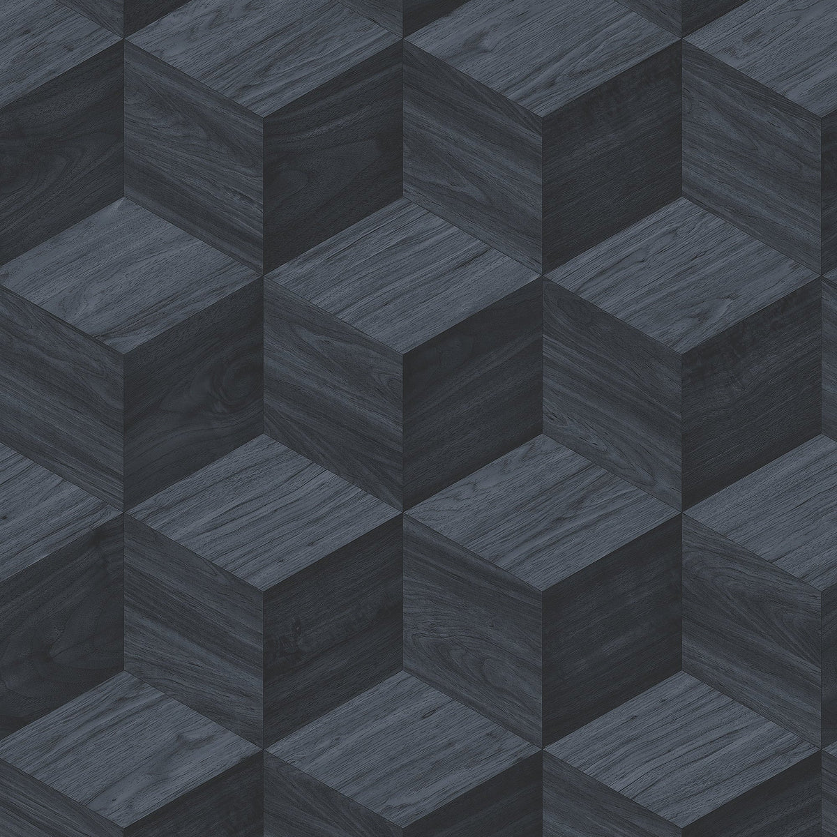 Woodgrain Grid Wallpaper - Blue pattern