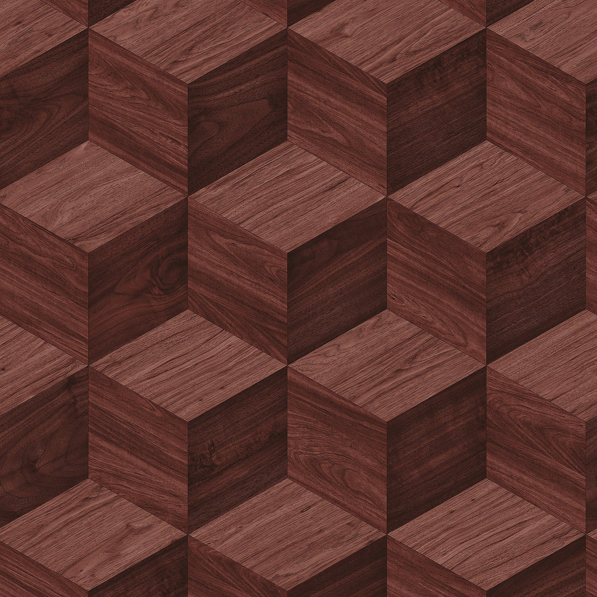 Woodgrain Grid Wallpaper - Red pattern