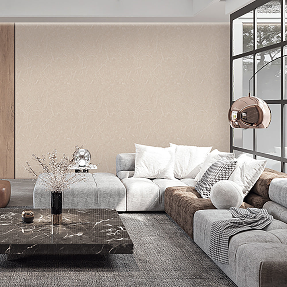 Pressed Woodwork Wallpaper - Tan room view