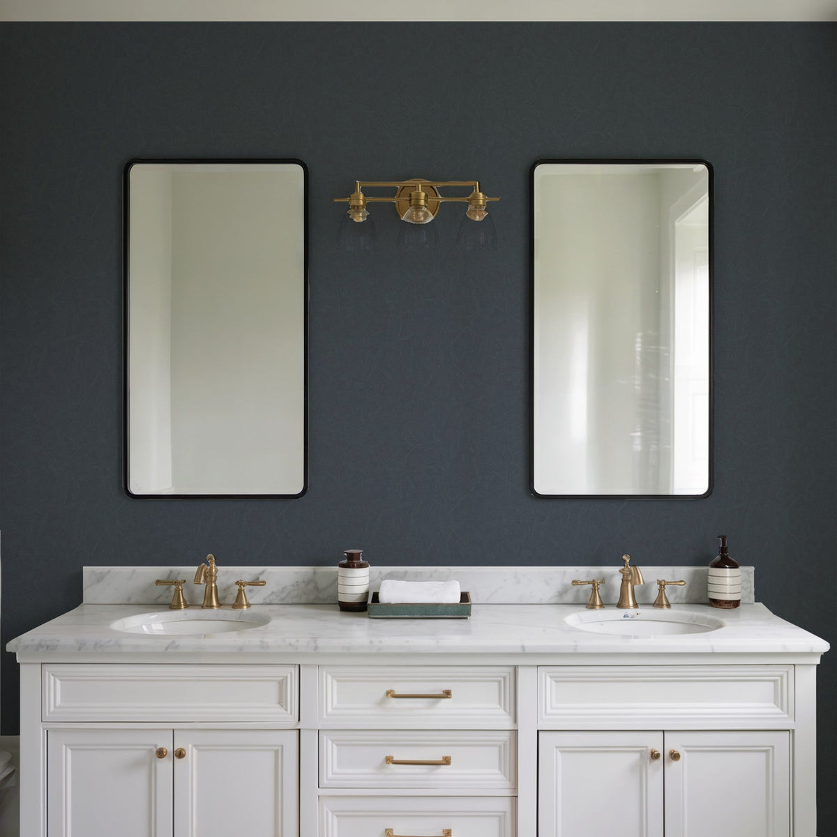 Pressed Woodwork Wallpaper - Blue room view