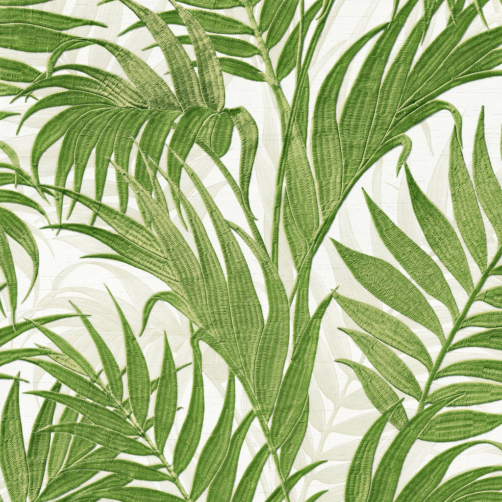 Embroidered Palm Wallpaper - Green pattern
