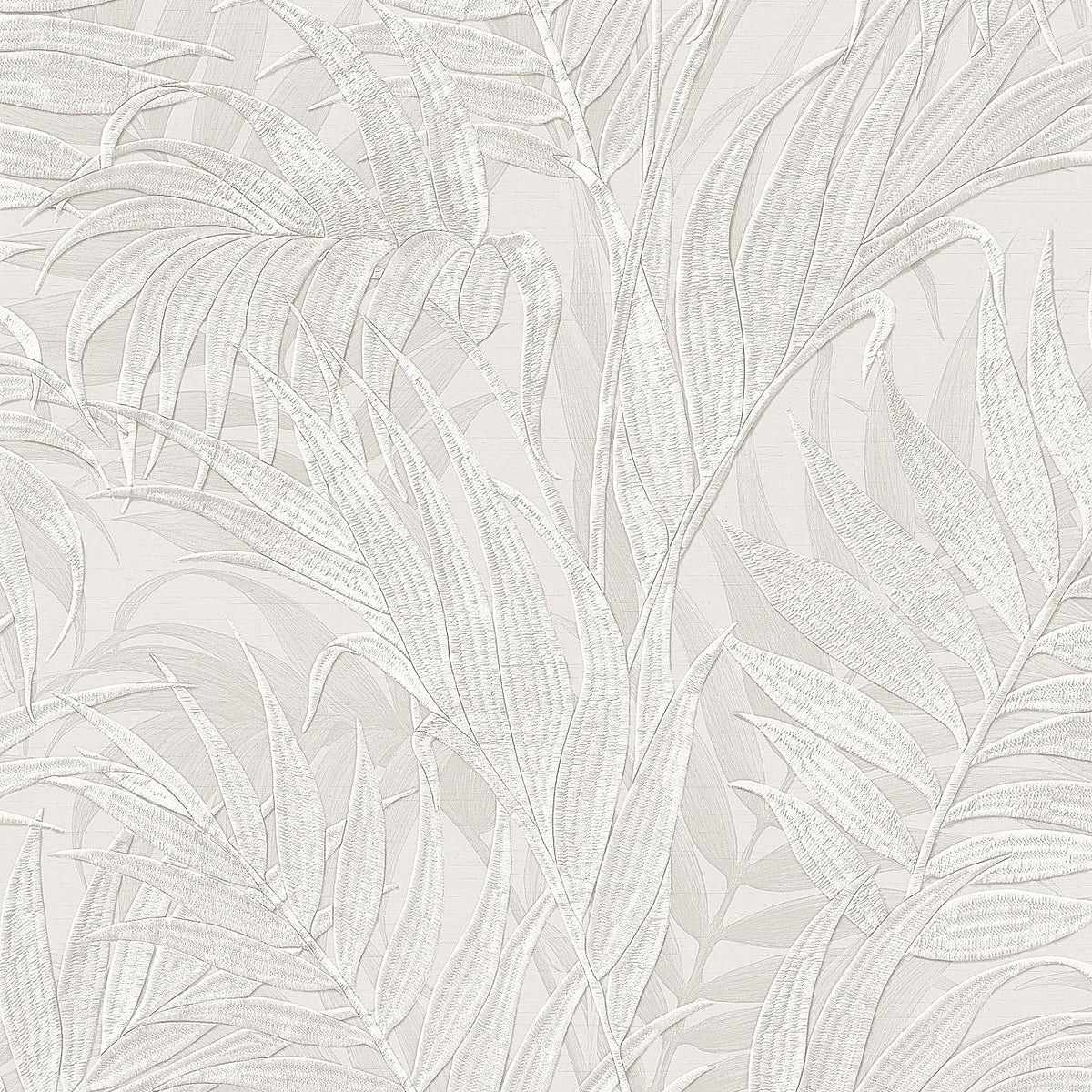 Embroidered Palm Wallpaper - Silver pattern