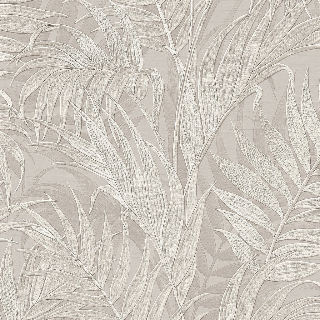 Embroidered Palm Wallpaper - Gray pattern
