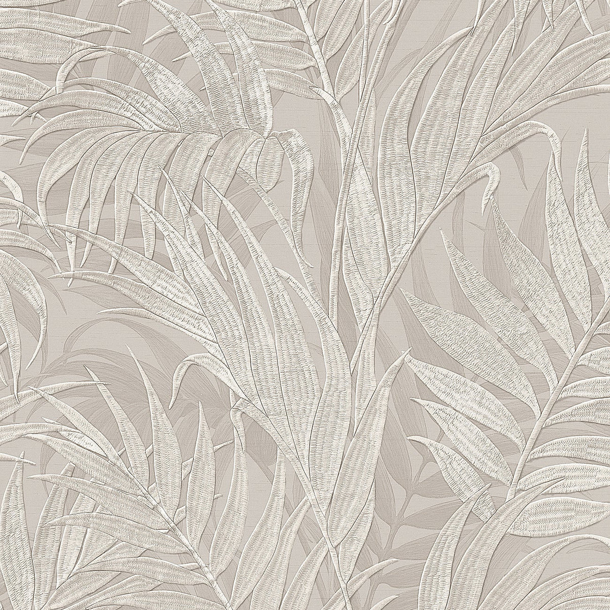 Embroidered Palm Wallpaper - Gray pattern