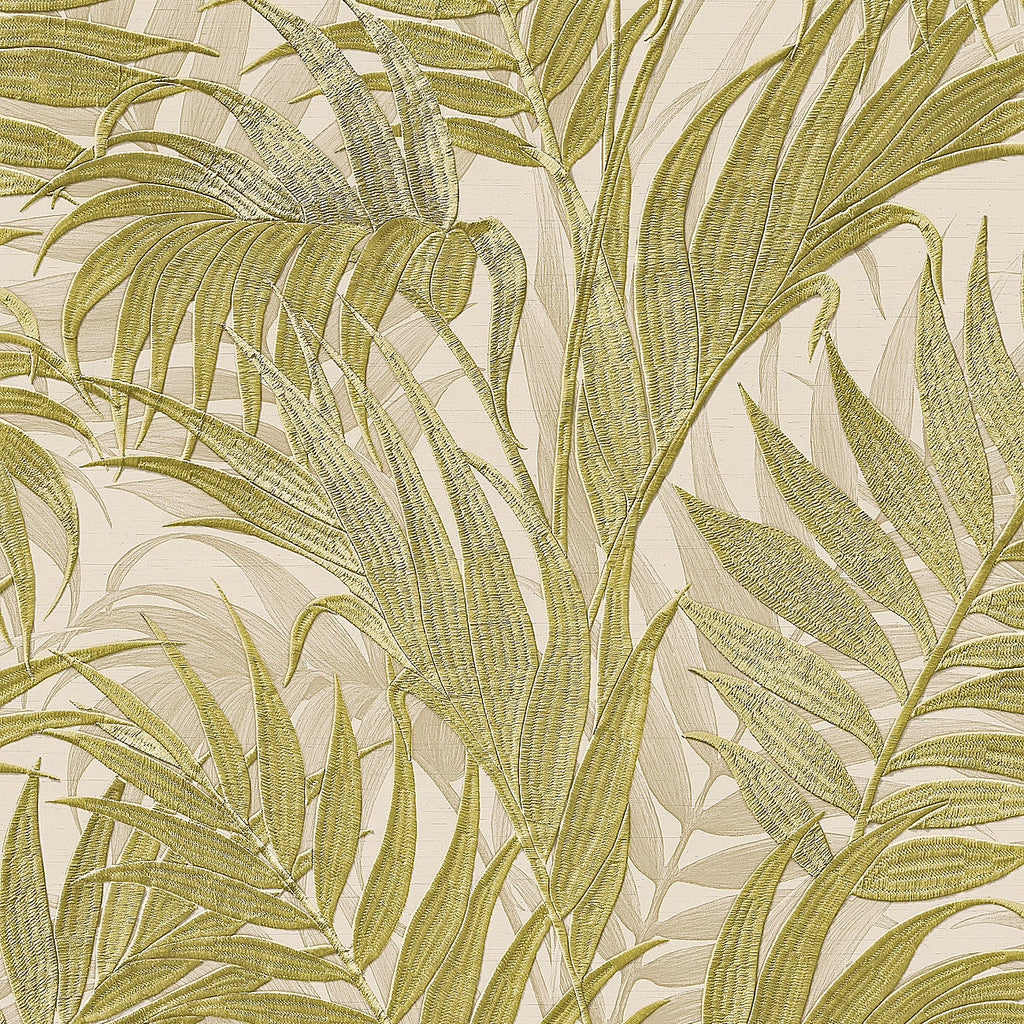 Embroidered Palm Wallpaper - Sage pattern