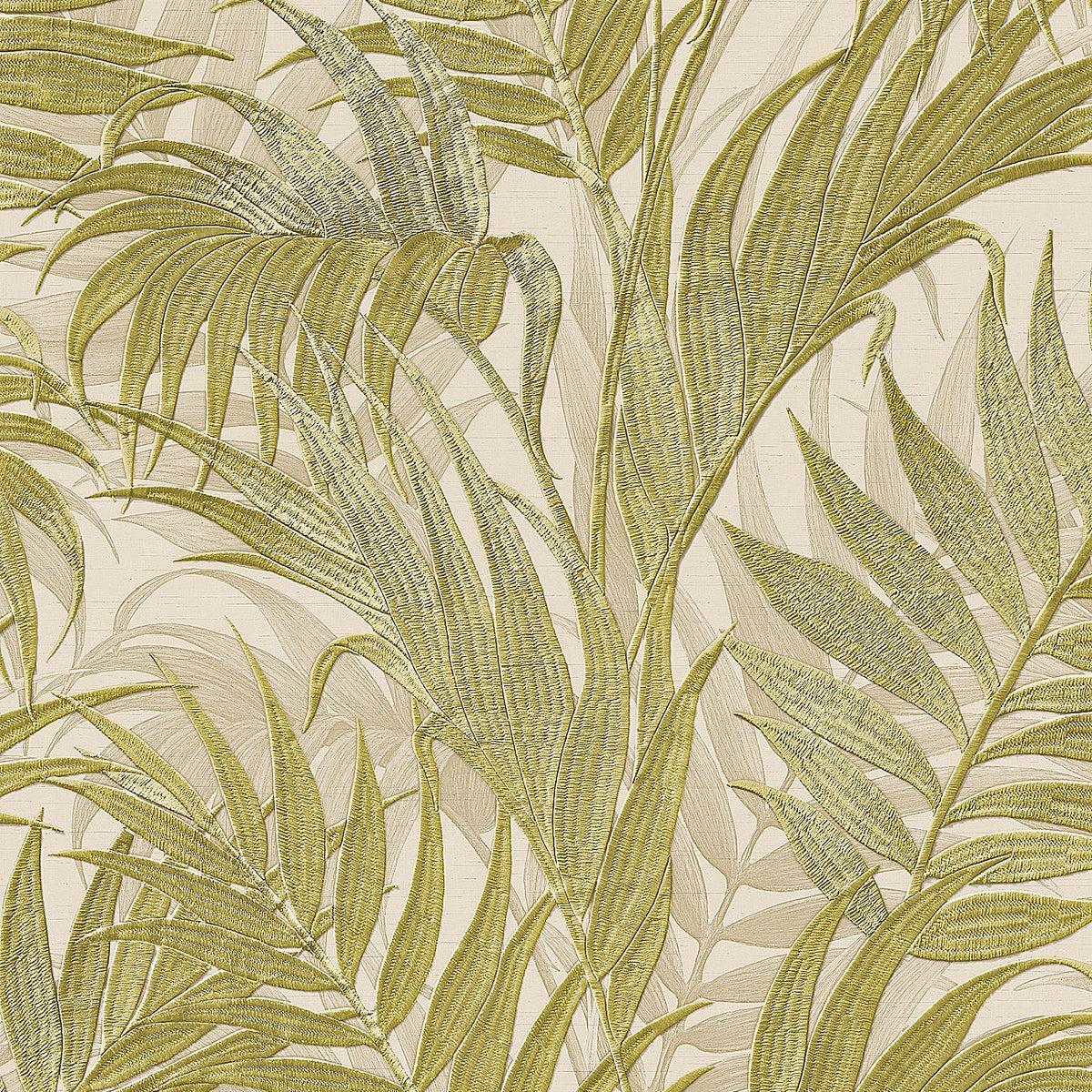 Embroidered Palm Wallpaper - Sage pattern