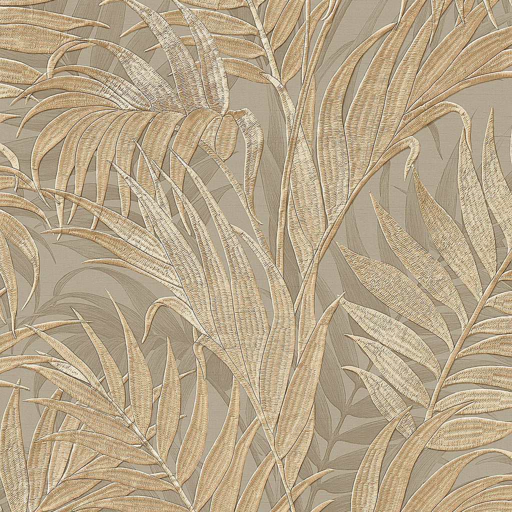 Embroidered Palm Wallpaper - Gold pattern