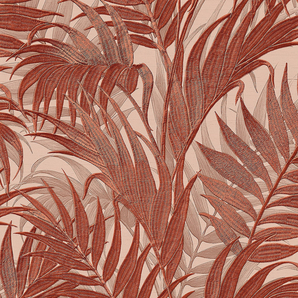 Embroidered Palm Wallpaper - Orange pattern