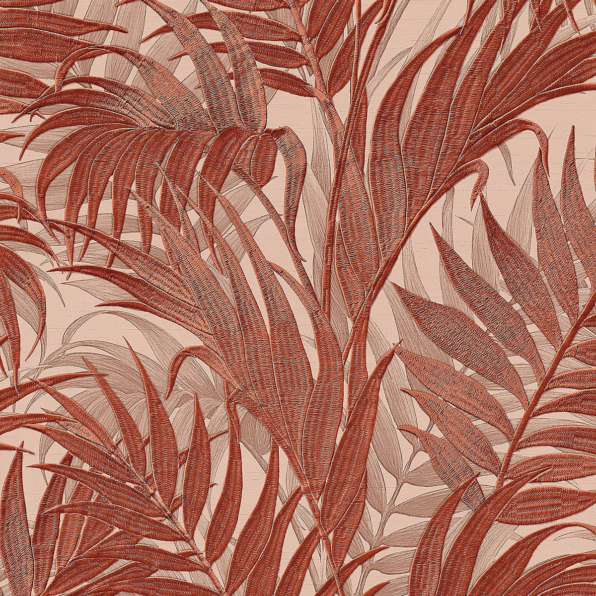 Embroidered Palm Wallpaper - Orange pattern