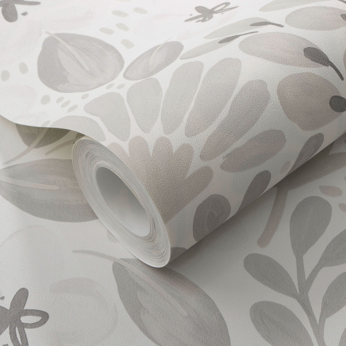 Poetic Garden Wallpaper - Gray room view