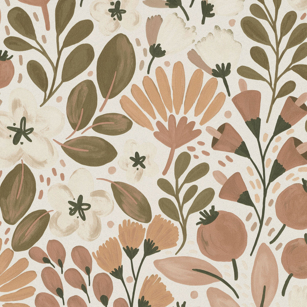 Poetic Garden Wallpaper - Brown pattern