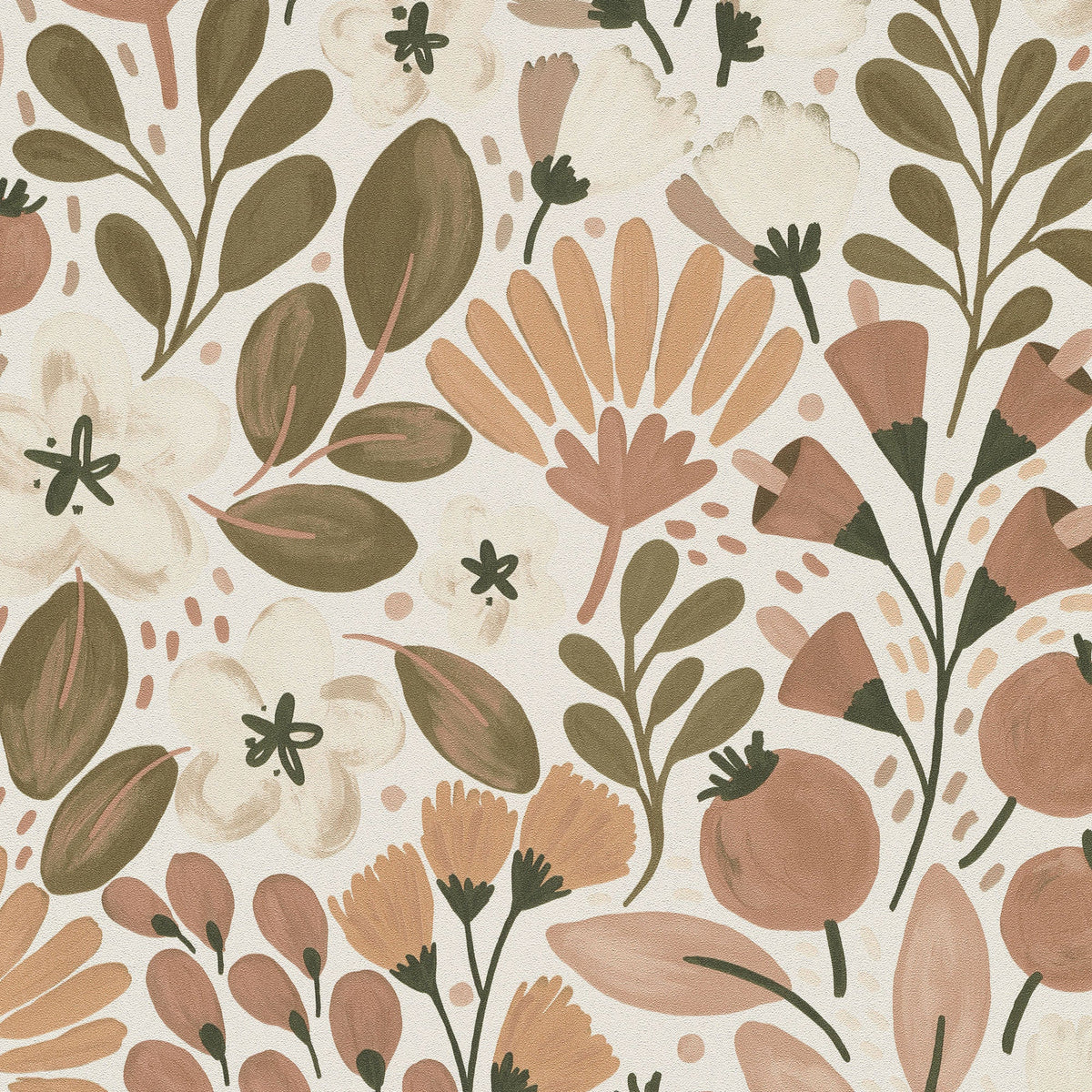 Poetic Garden Wallpaper - Brown pattern
