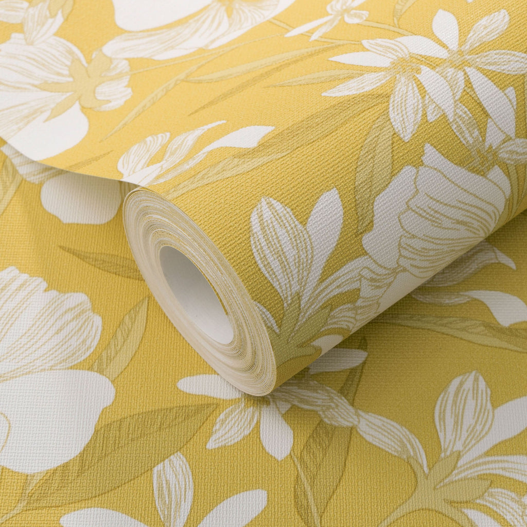 Floral Breeze Wallpaper - Yellow room view