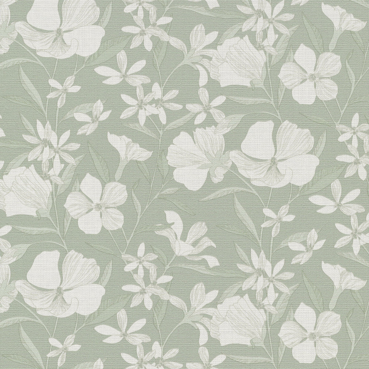 Floral Breeze Wallpaper - Green pattern