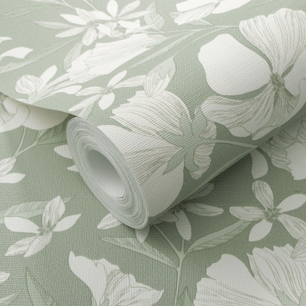 Floral Breeze Wallpaper - Green room view