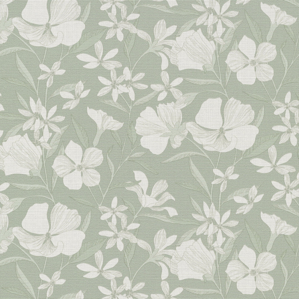 Floral Breeze Wallpaper - Green pattern