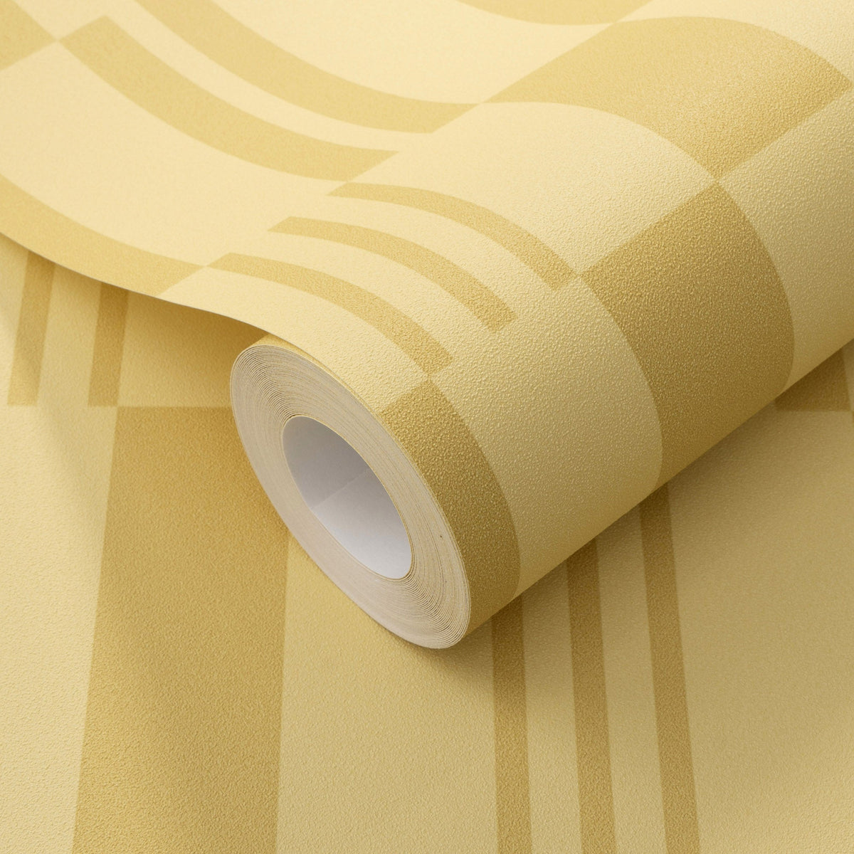 Sun Geo Stripe Wallpaper - Yellow room view