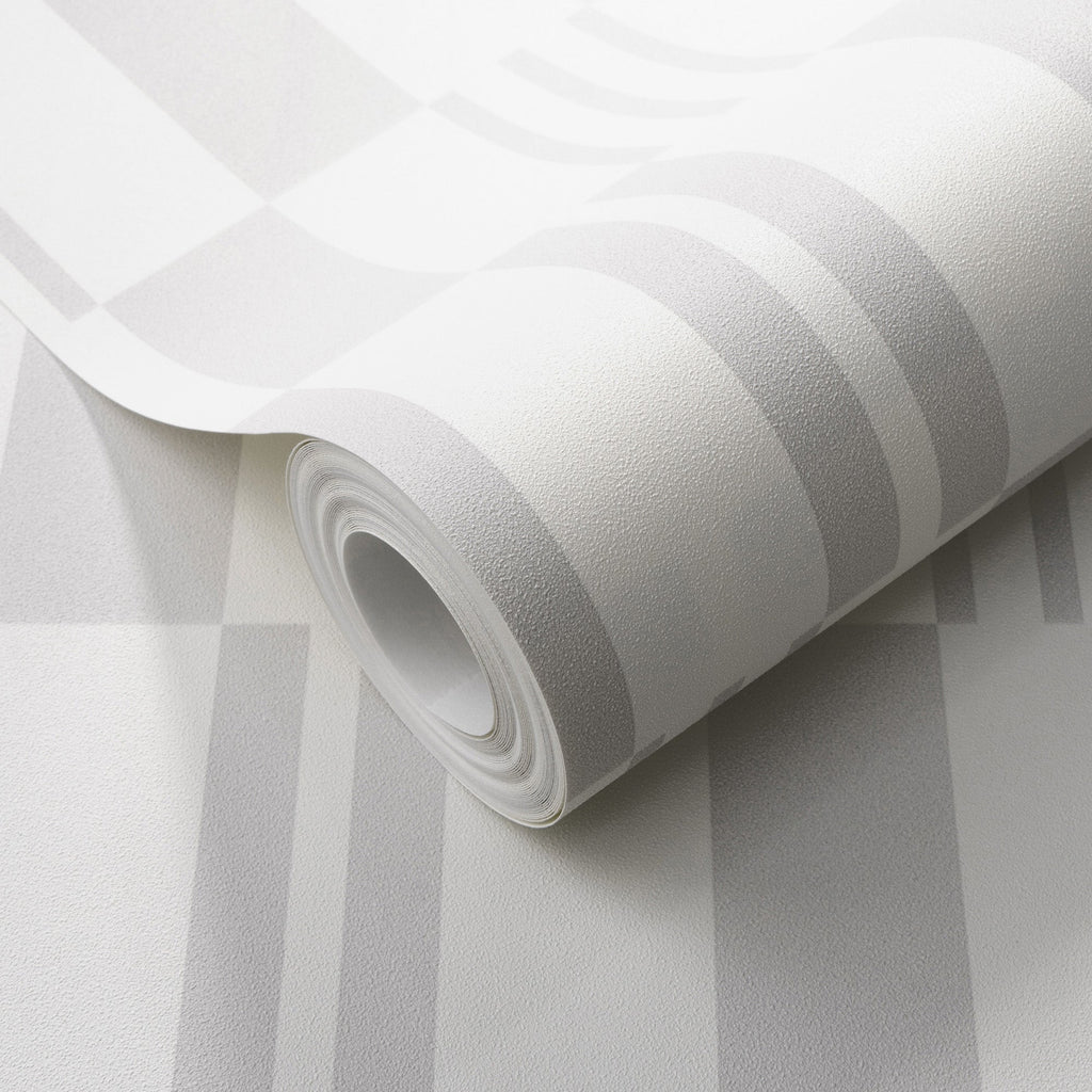 Sun Geo Stripe Wallpaper - Gray room view