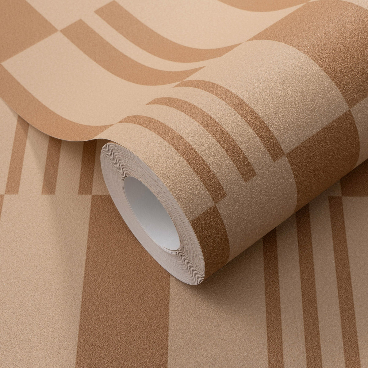 Sun Geo Stripe Wallpaper - Brown room view