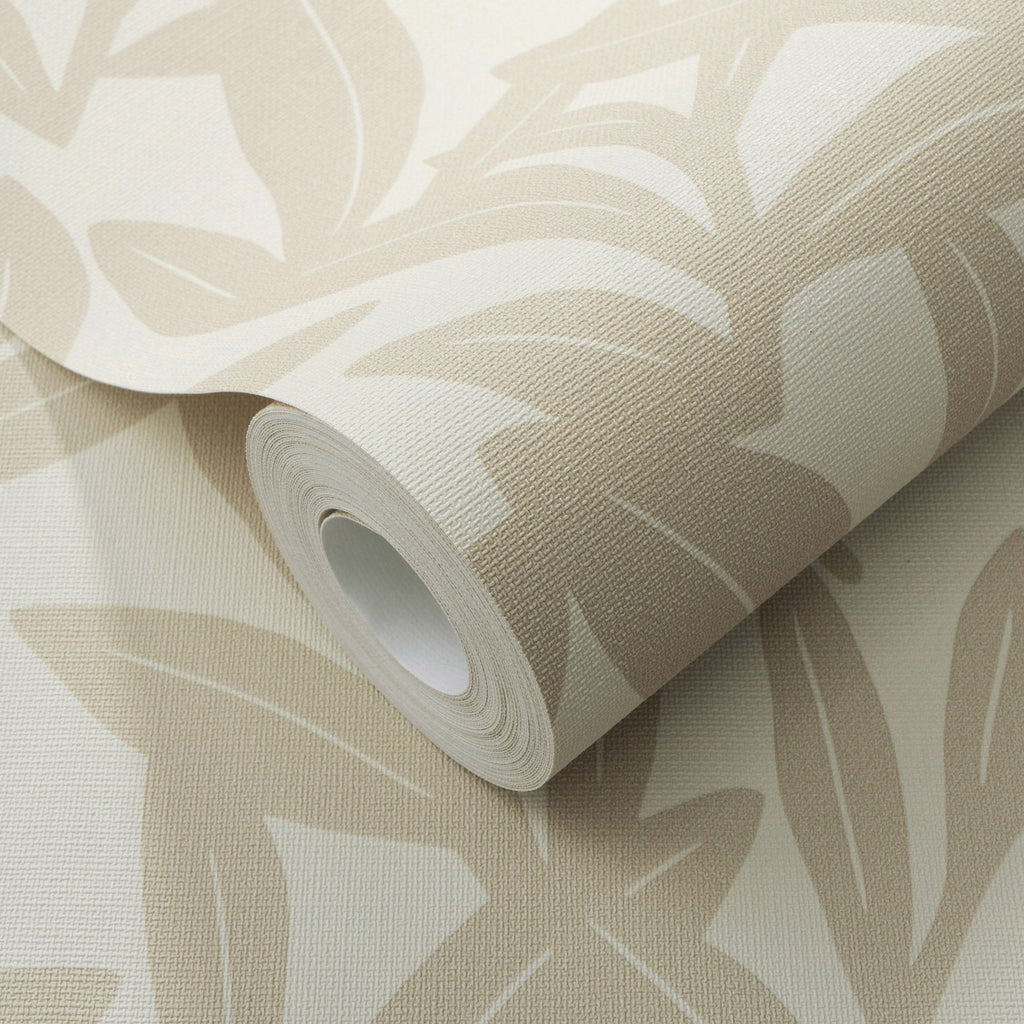 Shadowleaf Wallpaper - Beige room view