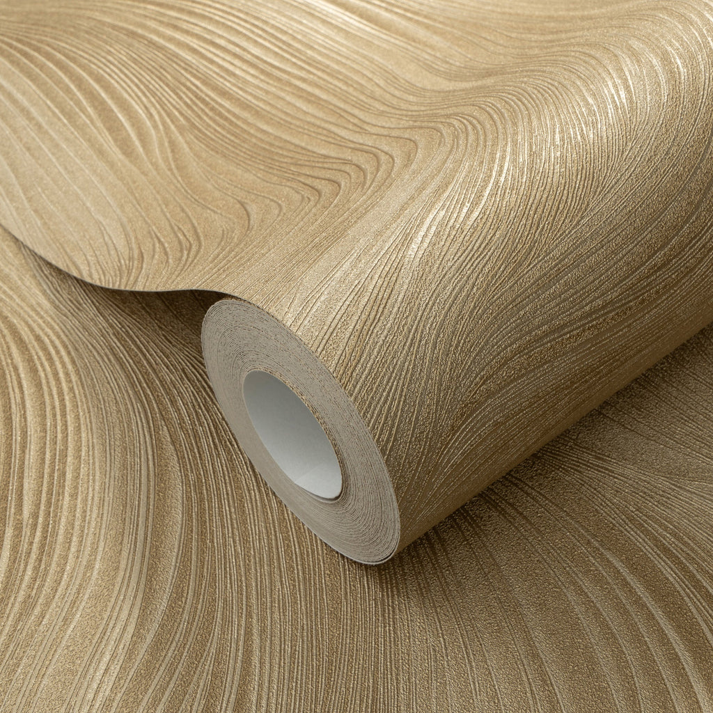 Waves of Light Wallpaper - Gold room view