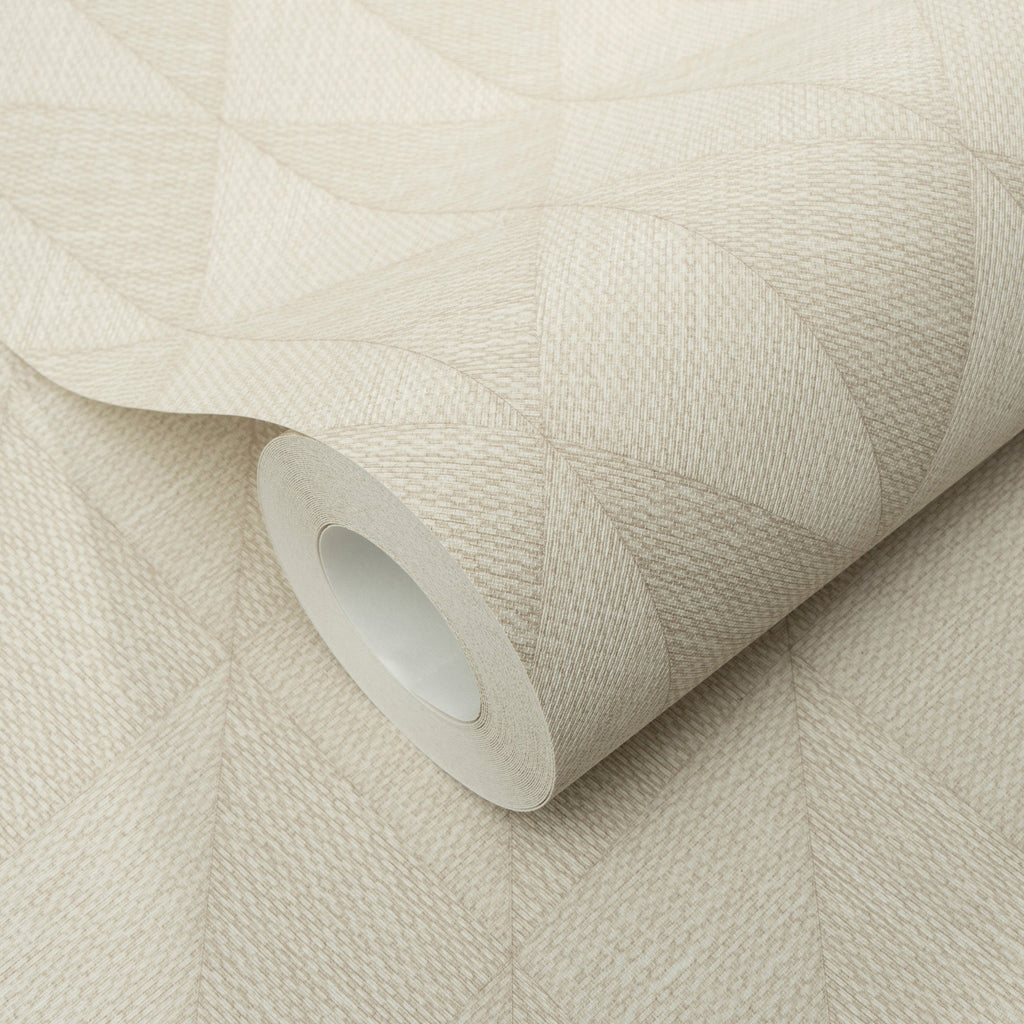Woven Diamond Whisper Wallpaper - Beige room view