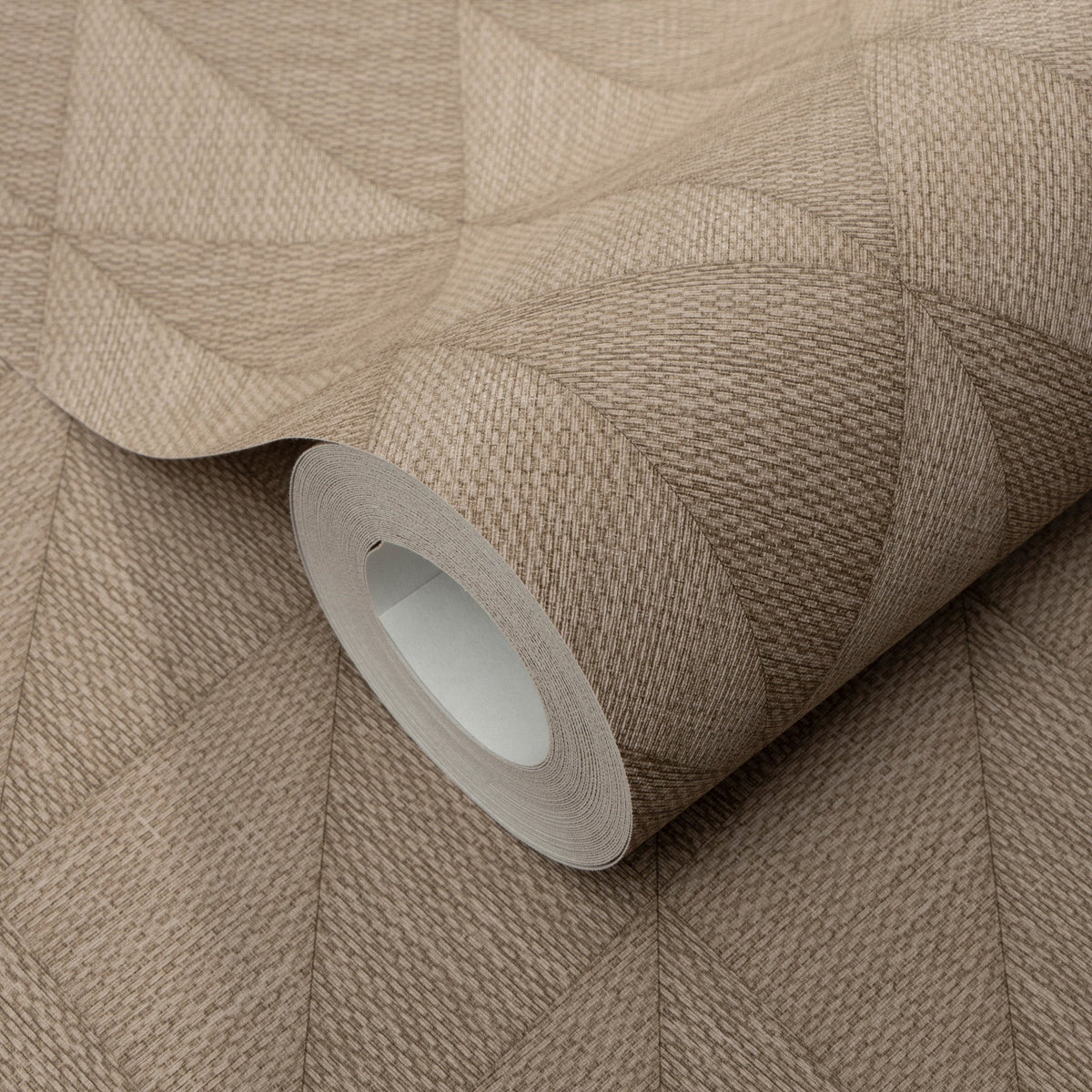 Woven Diamond Whisper Wallpaper - Brown room view