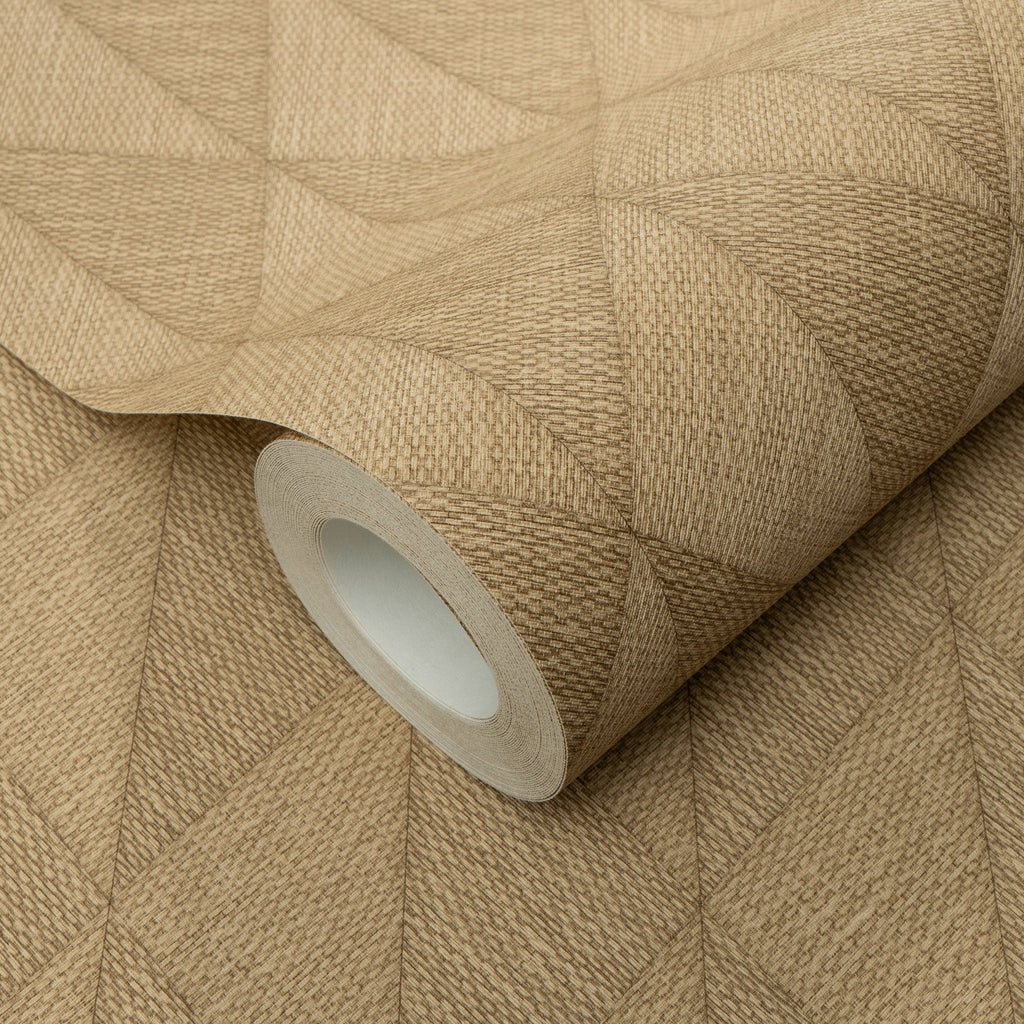 Woven Diamond Whisper Wallpaper - Yellow room view