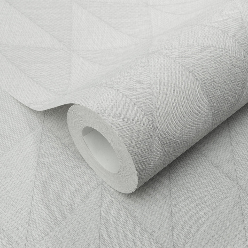 Woven Diamond Whisper Wallpaper - Gray room view