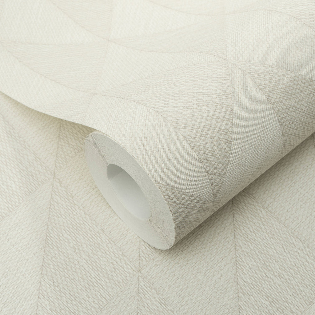 Woven Diamond Whisper Wallpaper - Taupe room view