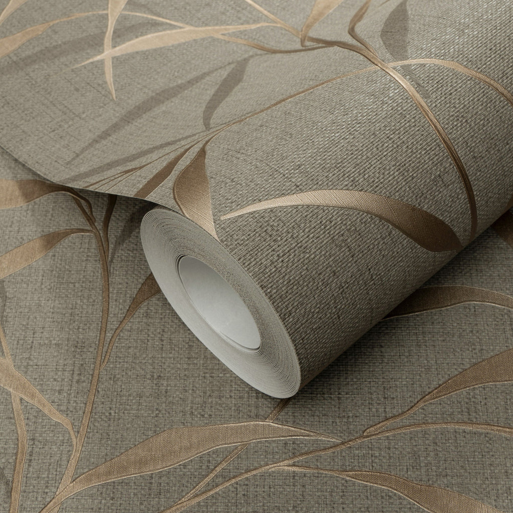 Yamato Leaves Wallpaper - Brown room view