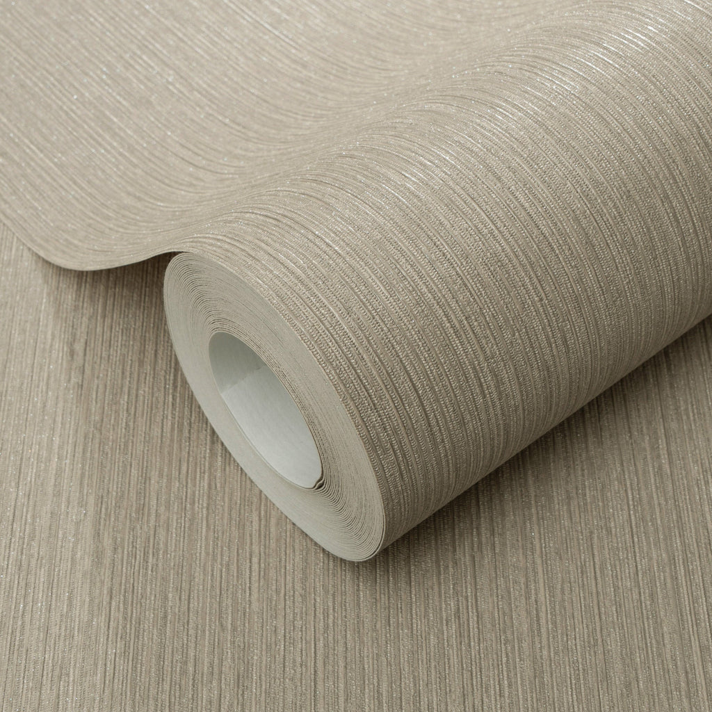 Soft Loom Stria Wallpaper - Taupe room view