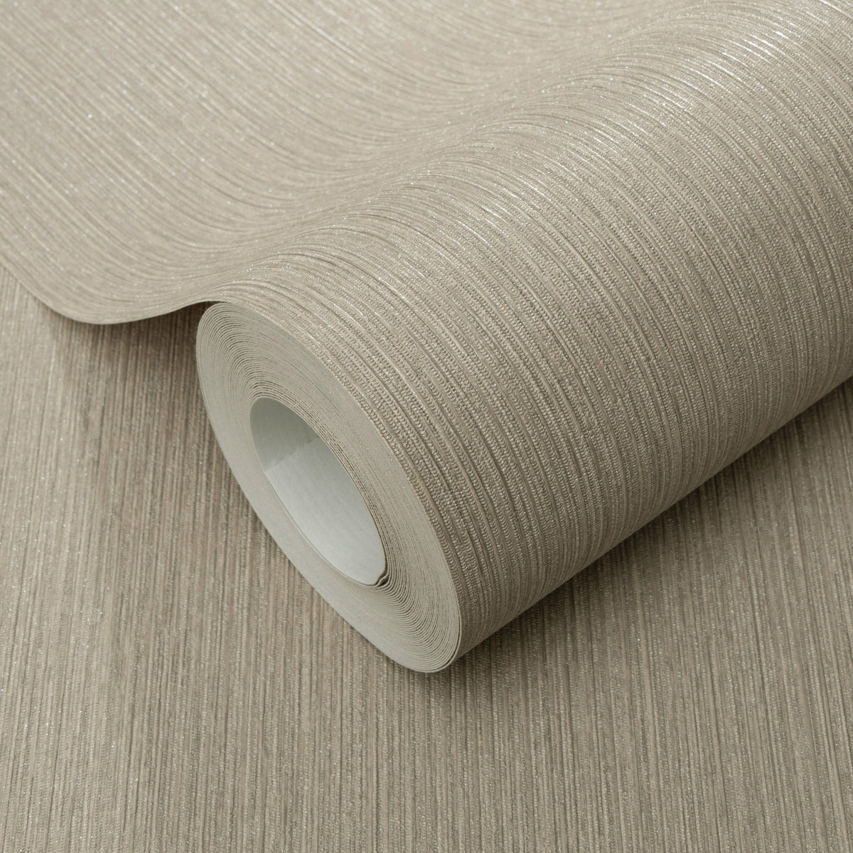 Soft Loom Stria Wallpaper - Taupe room view