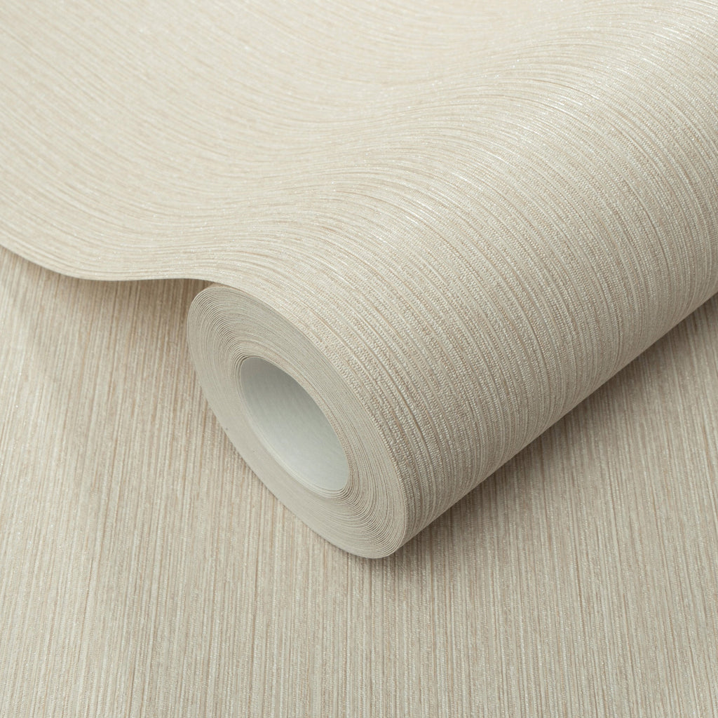 Soft Loom Stria Wallpaper - Beige room view