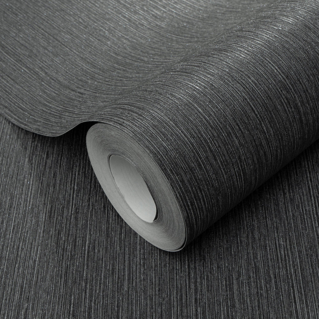 Soft Loom Stria Wallpaper - Black room view
