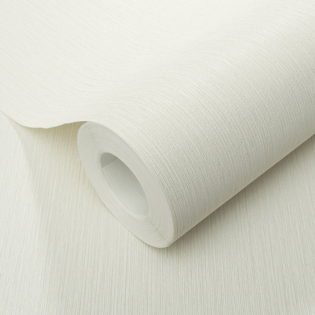 Soft Loom Stria Wallpaper - Off-White room view