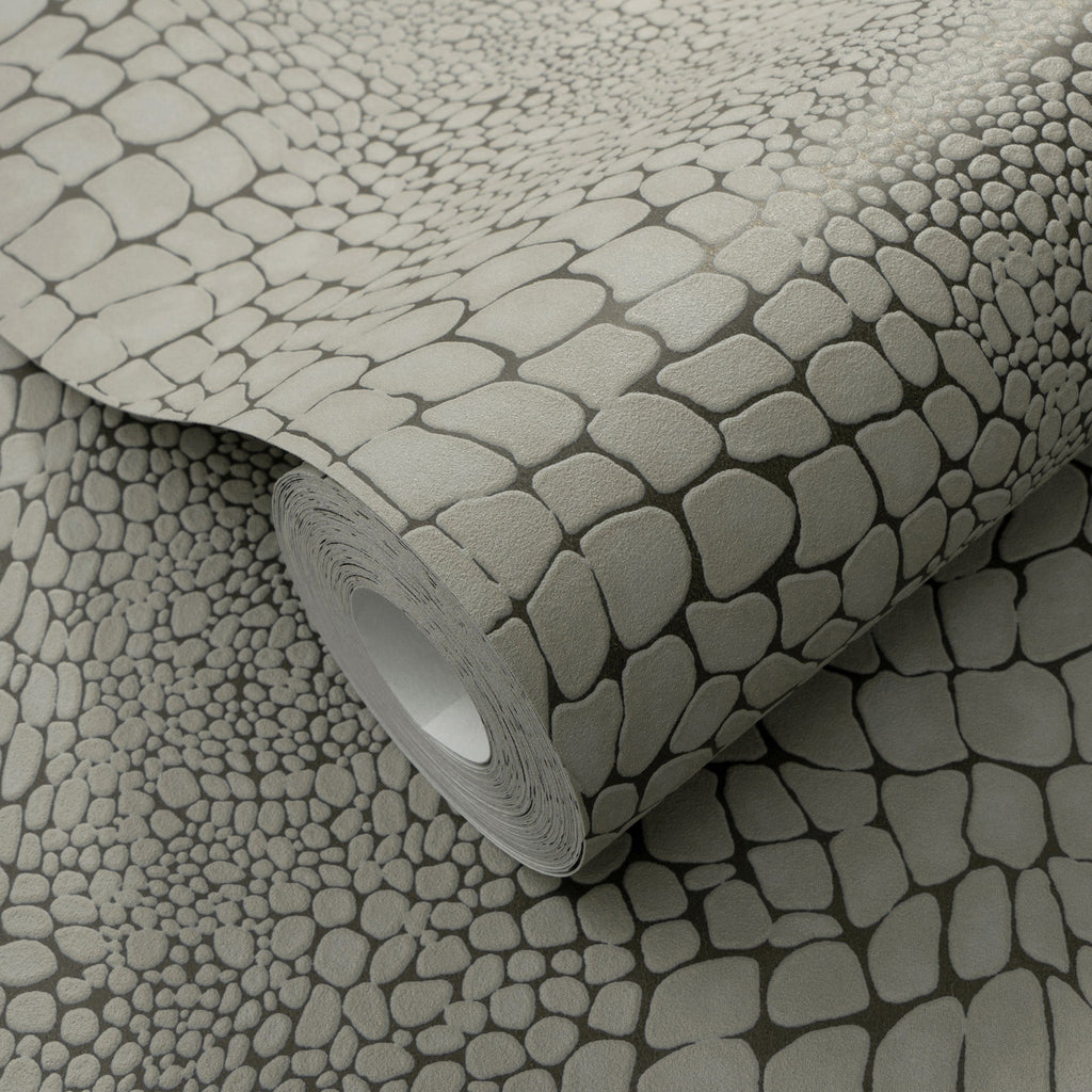 Scala Crocodile Skin Wallpaper - Brown room view