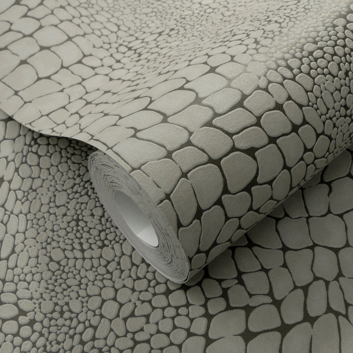 Scala Crocodile Skin Wallpaper - Brown room view