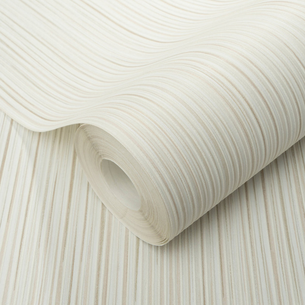 Ravello Raised Stria Wallpaper - Beige room view