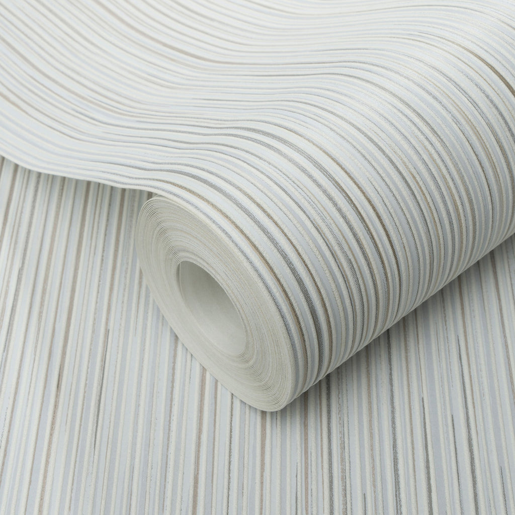 Ravello Raised Stria Wallpaper - Taupe room view