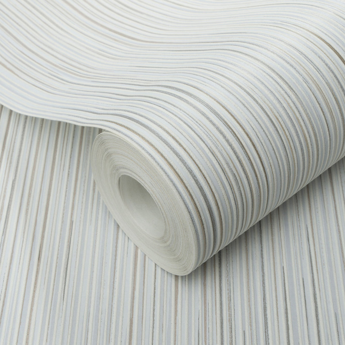 Ravello Raised Stria Wallpaper - Taupe room view