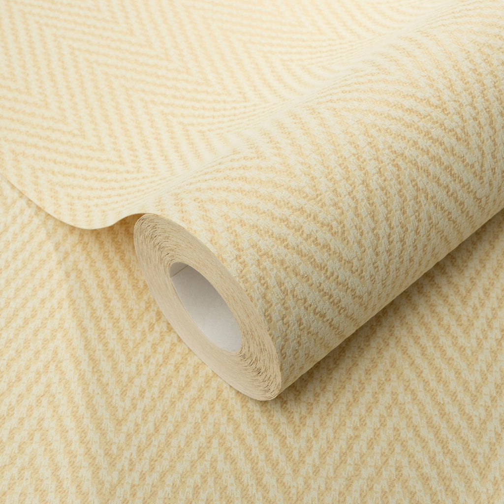 Varella Chevron Stripe Wallpaper - Yellow room view