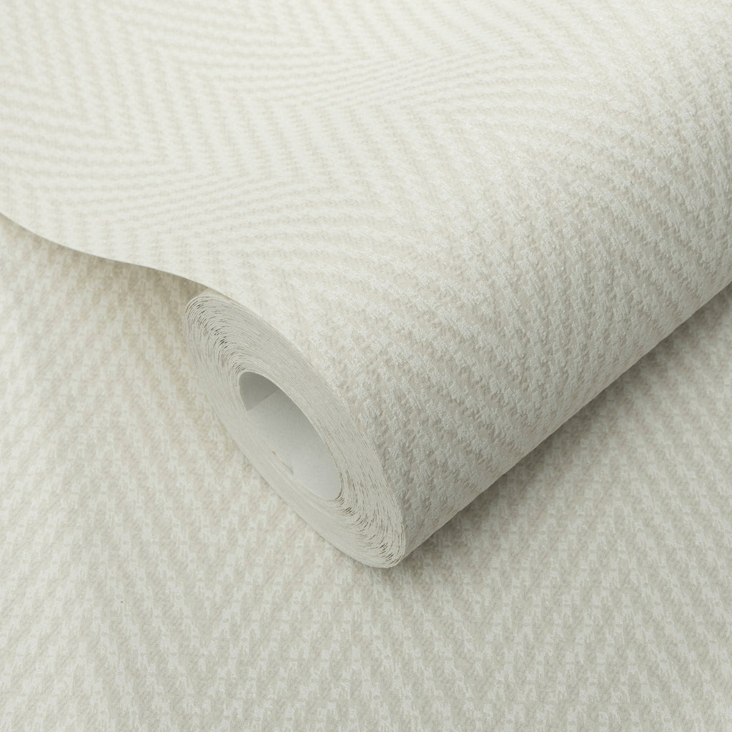 Varella Chevron Stripe Wallpaper - Cream room view